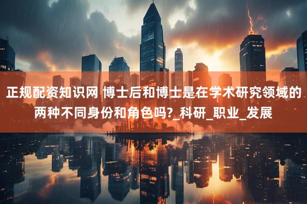 正规配资知识网 博士后和博士是在学术研究领域的两种不同身份和角色吗?_科研_职业_发展